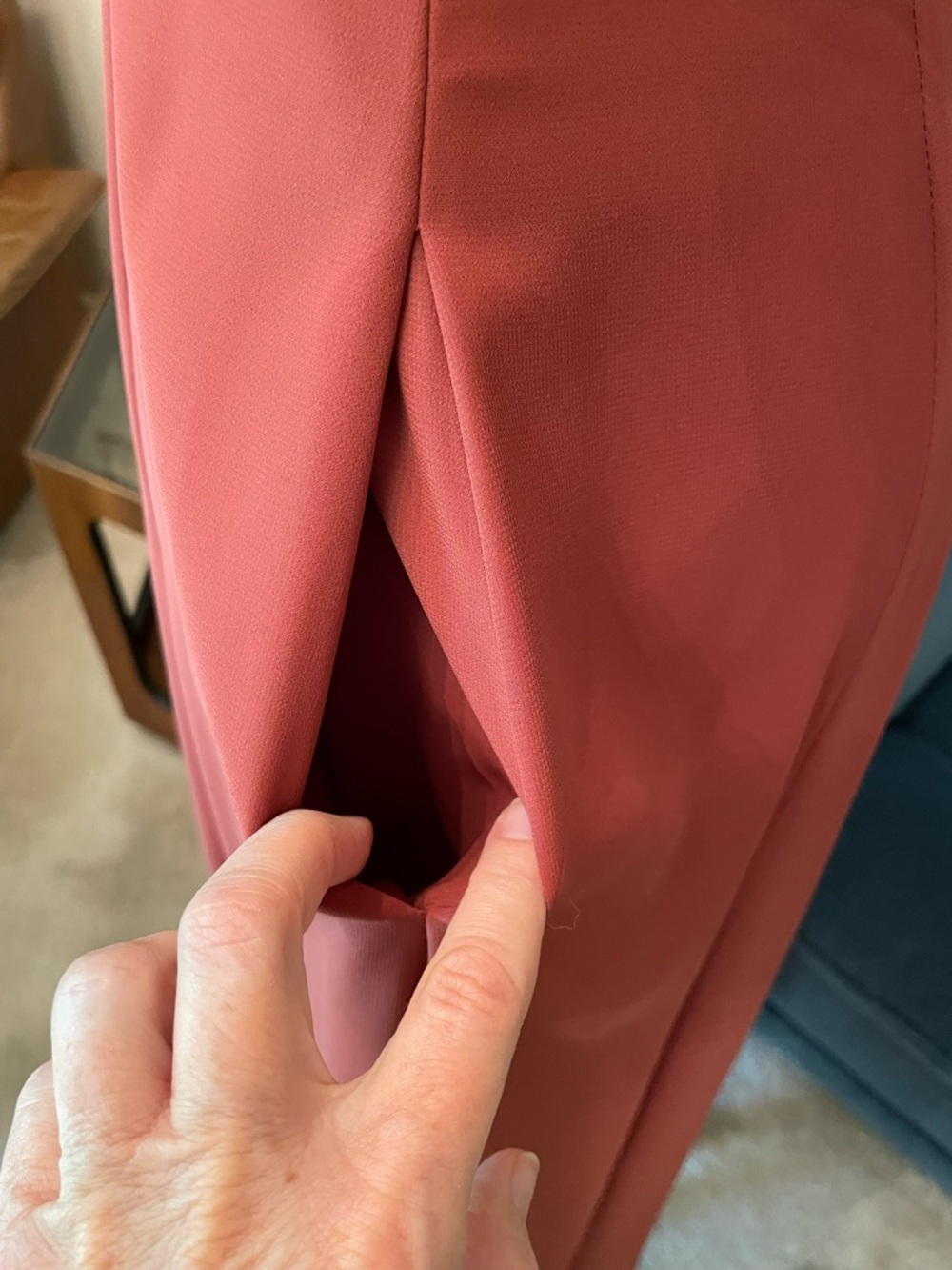 David’s Bridal Chiffon Cinnamon Square Neckline Lace Up Back Dress With Pockets - Picture 5 of 12